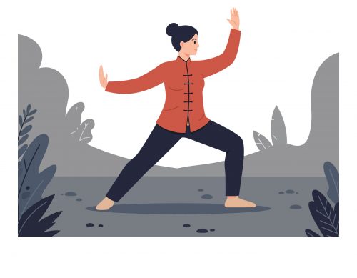 profesora de chi kung explicando movimientos energéticos